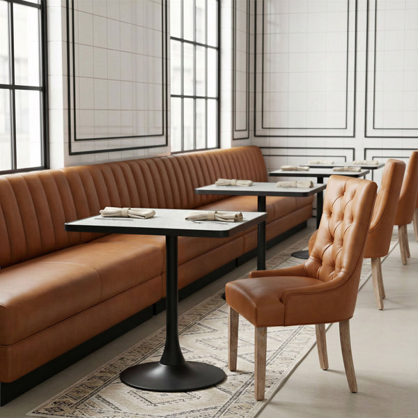Nuby Tufted Faux Leather Dining Chair with Whitewashed Poplar Legs for Modern Interiors