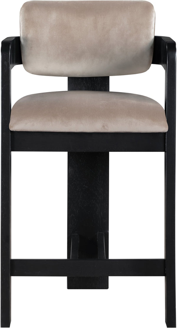 Meridian Furniture Sacha Fluted Leg Velvet Counter Stool for Kitchen Islands and Home Bar Seating 11078Taupe-C
