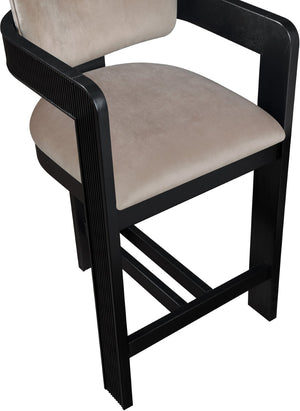 Meridian Furniture Sacha Fluted Leg Velvet Counter Stool for Kitchen Islands and Home Bar Seating 11078Taupe-C