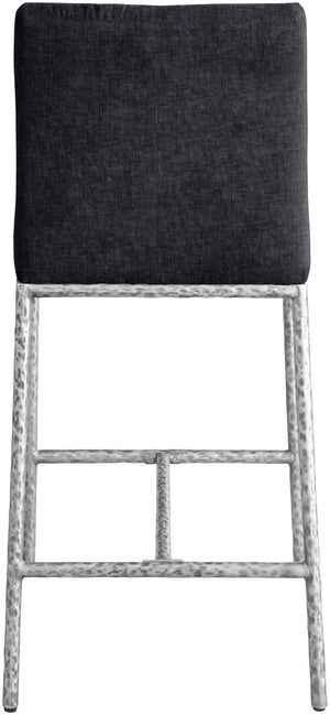 Meridian Furniture Reeves Plush Chenille Upholstered Counter Stool with Iron Frame for Kitchen Islands and Bars Black Style 3 11080Black-C