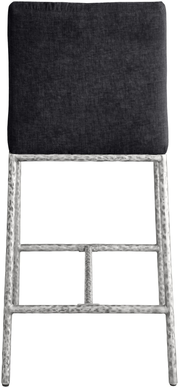 Meridian Furniture Reeves Plush Chenille Upholstered Counter Stool with Iron Frame for Kitchen Islands and Bars Black Style 3 11080Black-C