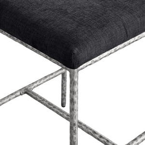Meridian Furniture Reeves Plush Chenille Upholstered Counter Stool with Iron Frame for Kitchen Islands and Bars Black Style 3 11080Black-C