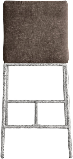 Meridian Furniture Reeves Plush Chenille Upholstered Counter Stool with Iron Frame for Kitchen Islands and Bars Brown Style 3 11080Brown-C