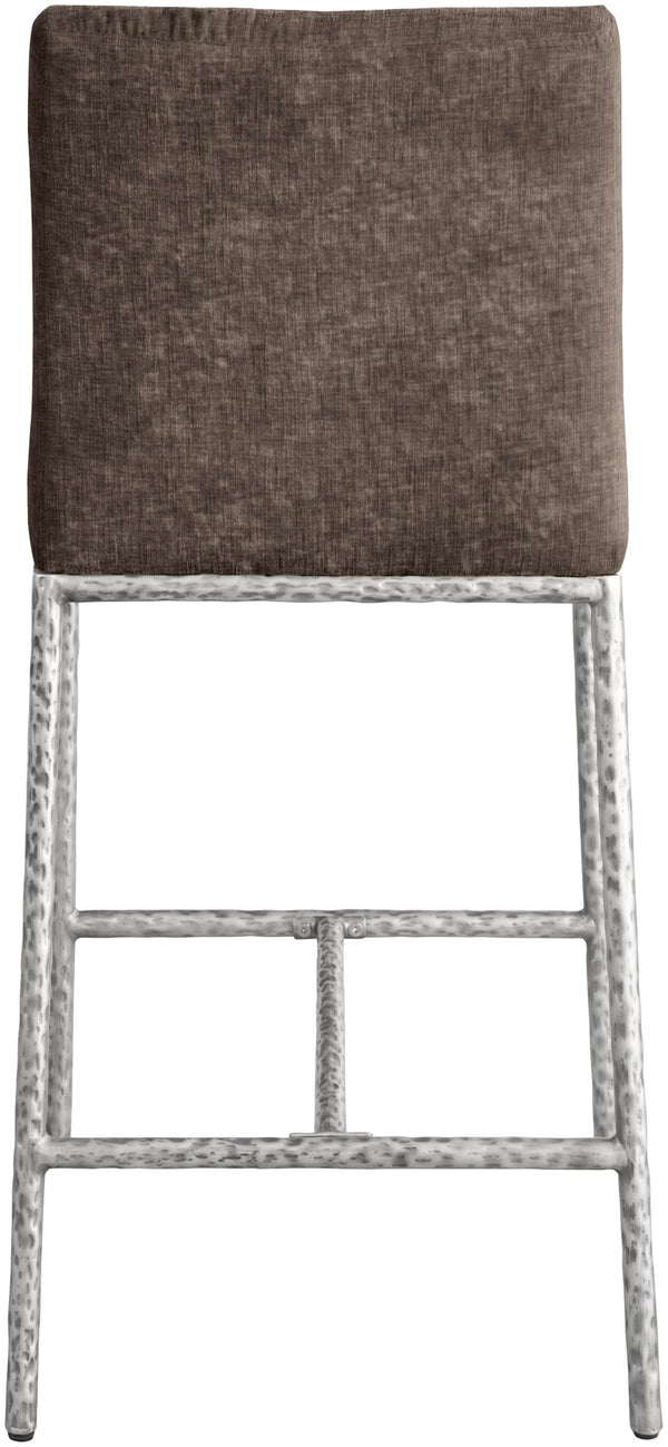 Meridian Furniture Reeves Plush Chenille Upholstered Counter Stool with Iron Frame for Kitchen Islands and Bars Brown Style 3 11080Brown-C