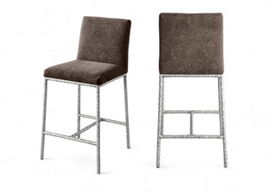 Meridian Furniture Reeves Plush Chenille Upholstered Counter Stool with Iron Frame for Kitchen Islands and Bars Brown Style 3 11080Brown-C