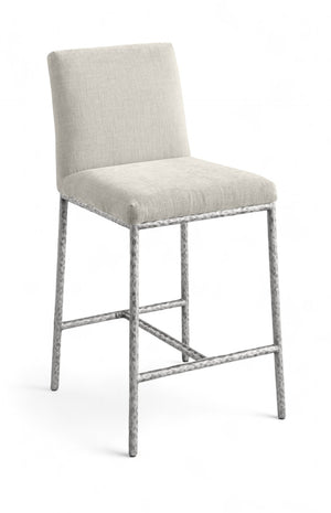 Meridian Furniture Reeves Plush Chenille Upholstered Counter Stool with Iron Frame for Kitchen Islands and Bars Cream Style 3 11080Cream-C