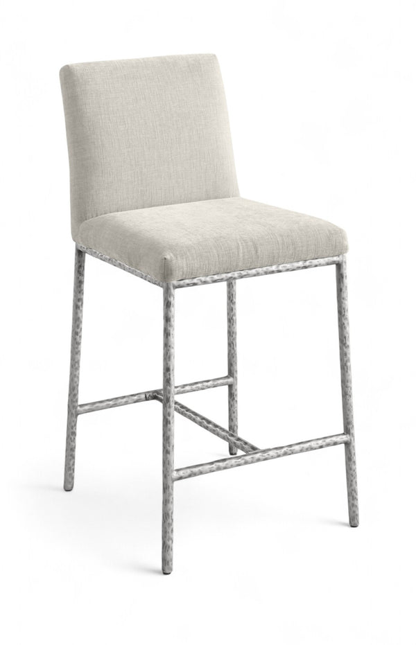 Meridian Furniture Reeves Plush Chenille Upholstered Counter Stool with Iron Frame for Kitchen Islands and Bars Cream Style 3 11080Cream-C