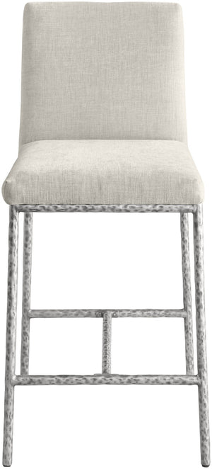 Meridian Furniture Reeves Plush Chenille Upholstered Counter Stool with Iron Frame for Kitchen Islands and Bars Cream Style 3 11080Cream-C