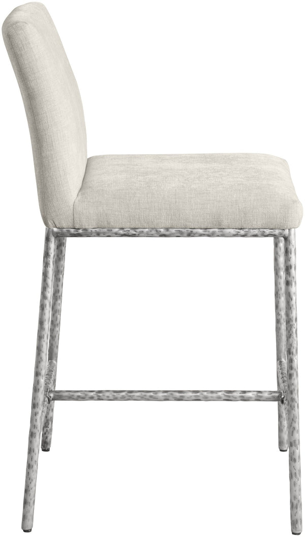 Meridian Furniture Reeves Plush Chenille Upholstered Counter Stool with Iron Frame for Kitchen Islands and Bars Cream Style 3 11080Cream-C