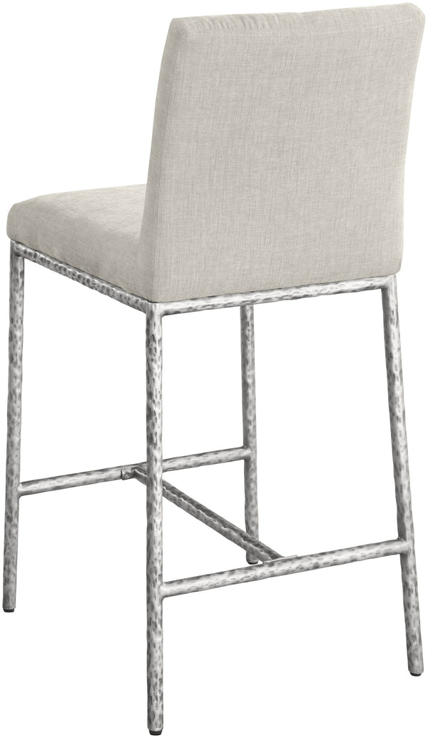 Meridian Furniture Reeves Plush Chenille Upholstered Counter Stool with Iron Frame for Kitchen Islands and Bars Cream Style 3 11080Cream-C