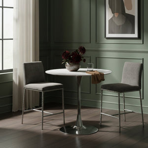 Meridian Furniture Reeves Plush Chenille Upholstered Counter Stool with Iron Frame for Kitchen Islands and Bars Grey Style 3 11080Grey-C