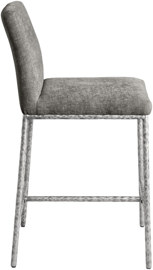 Meridian Furniture Reeves Plush Chenille Upholstered Counter Stool with Iron Frame for Kitchen Islands and Bars Grey Style 3 11080Grey-C