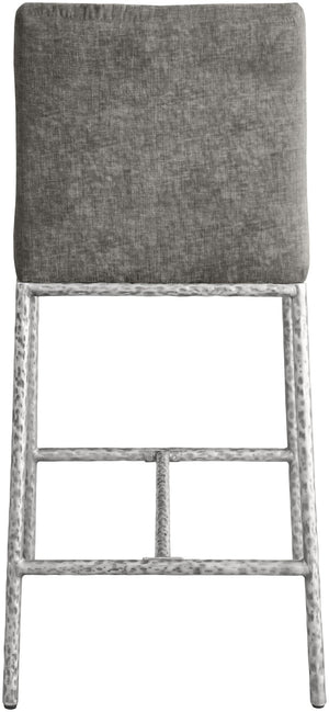 Meridian Furniture Reeves Plush Chenille Upholstered Counter Stool with Iron Frame for Kitchen Islands and Bars Grey Style 3 11080Grey-C