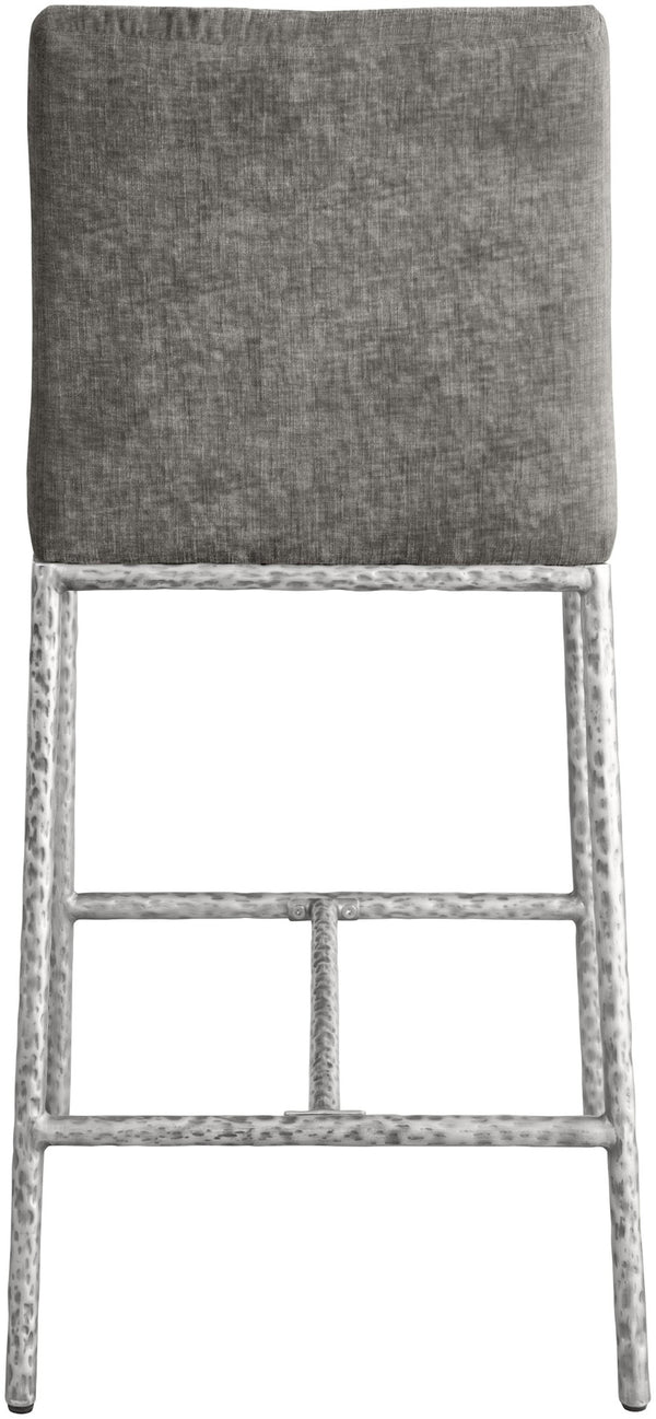 Meridian Furniture Reeves Plush Chenille Upholstered Counter Stool with Iron Frame for Kitchen Islands and Bars Grey Style 3 11080Grey-C