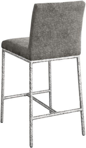 Meridian Furniture Reeves Plush Chenille Upholstered Counter Stool with Iron Frame for Kitchen Islands and Bars Grey Style 3 11080Grey-C