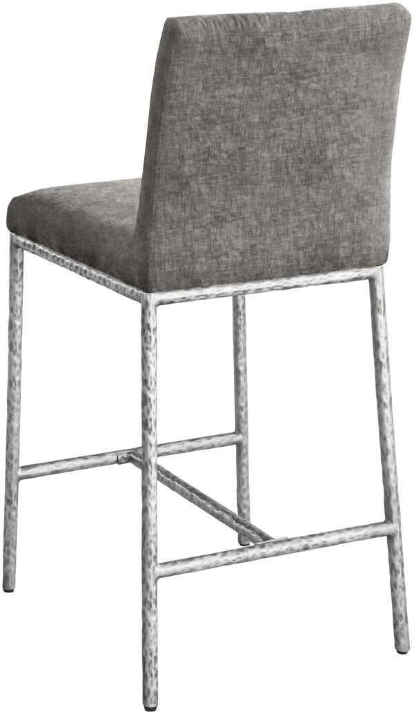 Meridian Furniture Reeves Plush Chenille Upholstered Counter Stool with Iron Frame for Kitchen Islands and Bars Grey Style 3 11080Grey-C