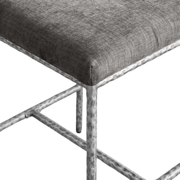 Meridian Furniture Reeves Plush Chenille Upholstered Counter Stool with Iron Frame for Kitchen Islands and Bars Grey Style 3 11080Grey-C