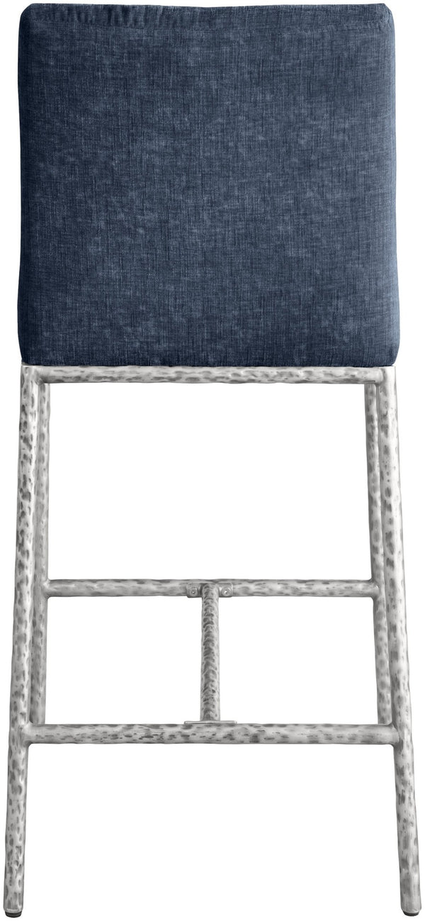 Meridian Furniture Reeves Plush Chenille Upholstered Counter Stool with Iron Frame for Kitchen Islands and Bars Navy Style 3 11080Navy-C