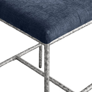 Meridian Furniture Reeves Plush Chenille Upholstered Counter Stool with Iron Frame for Kitchen Islands and Bars Navy Style 3 11080Navy-C