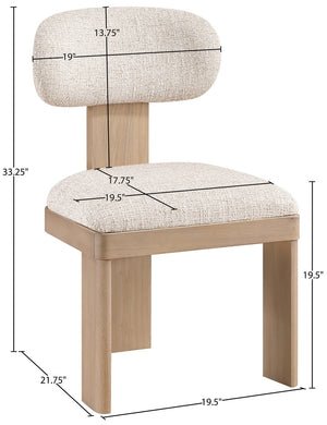 Meridian Furniture Timbra Art Deco Upholstered Dining Chair Linen Weave Fabric Solid Wood Frame Elegant Rooms Beige A 11081Beige-C
