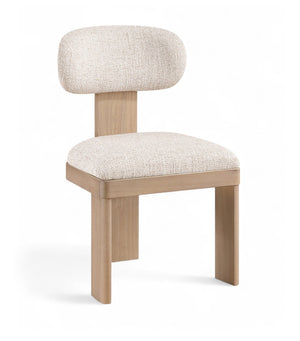 Meridian Furniture Timbra Art Deco Upholstered Dining Chair Linen Weave Fabric Solid Wood Frame Elegant Rooms Beige A 11081Beige-C