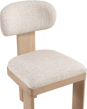 Meridian Furniture Timbra Art Deco Upholstered Dining Chair Linen Weave Fabric Solid Wood Frame Elegant Rooms Beige A 11081Beige-C