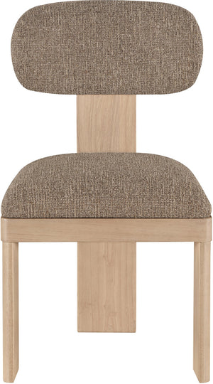Meridian Furniture Timbra Art Deco Upholstered Dining Chair Linen Weave Fabric Solid Wood Frame Elegant Rooms Brown A 11081Brown-C