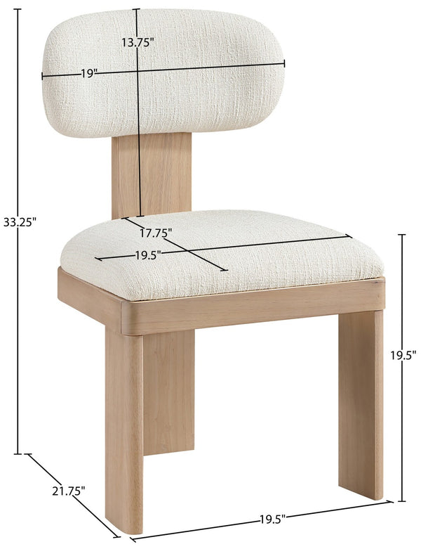 Meridian Furniture Timbra Art Deco Upholstered Dining Chair Linen Weave Fabric Solid Wood Frame Elegant Rooms Cream A 11081Cream-C