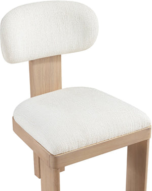 Meridian Furniture Timbra Art Deco Upholstered Dining Chair Linen Weave Fabric Solid Wood Frame Elegant Rooms Cream A 11081Cream-C
