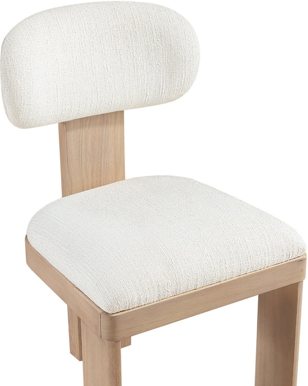 Meridian Furniture Timbra Art Deco Upholstered Dining Chair Linen Weave Fabric Solid Wood Frame Elegant Rooms Cream A 11081Cream-C