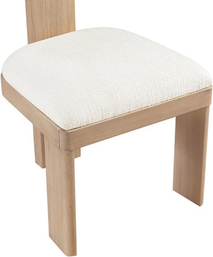 Meridian Furniture Timbra Art Deco Upholstered Dining Chair Linen Weave Fabric Solid Wood Frame Elegant Rooms Cream A 11081Cream-C