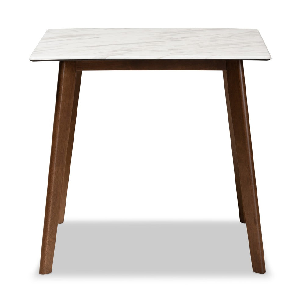 Baxton Studio Baxton Studio Kaylee Mid-Century Modern Walnut Dining Table with Faux Marble Top for 4 People Kaylee-Marble/Walnut-DT