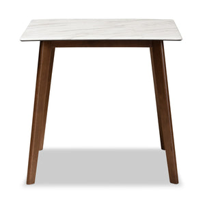Baxton Studio Baxton Studio Kaylee Mid-Century Modern Walnut Dining Table with Faux Marble Top for 4 People Kaylee-Marble/Walnut-DT