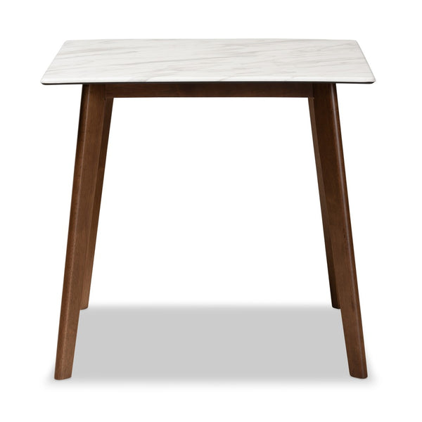 Baxton Studio Baxton Studio Kaylee Mid-Century Modern Walnut Dining Table with Faux Marble Top for 4 People Kaylee-Marble/Walnut-DT