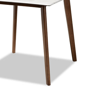 Baxton Studio Baxton Studio Kaylee Mid-Century Modern Walnut Dining Table with Faux Marble Top for 4 People Kaylee-Marble/Walnut-DT