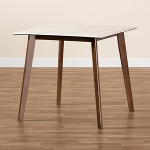 Baxton Studio Baxton Studio Kaylee Mid-Century Modern Walnut Dining Table with Faux Marble Top for 4 People Kaylee-Marble/Walnut-DT