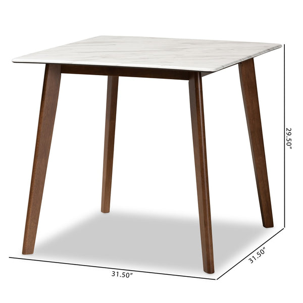 Baxton Studio Baxton Studio Kaylee Mid-Century Modern Walnut Dining Table with Faux Marble Top for 4 People Kaylee-Marble/Walnut-DT