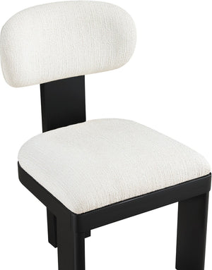 Meridian Furniture Timbra Art Deco Upholstered Dining Chair Linen Weave Fabric Solid Wood Frame Elegant Rooms Cream B 11082Cream-C