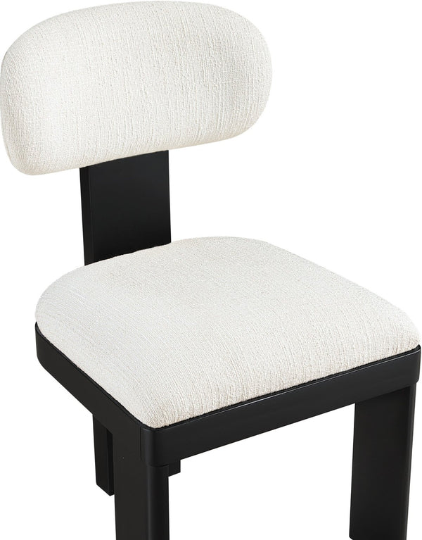 Meridian Furniture Timbra Art Deco Upholstered Dining Chair Linen Weave Fabric Solid Wood Frame Elegant Rooms Cream B 11082Cream-C