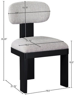 Meridian Furniture Timbra Art Deco Upholstered Dining Chair Linen Weave Fabric Solid Wood Frame Elegant Rooms Grey B 11082Grey-C