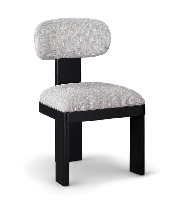 Meridian Furniture Timbra Art Deco Upholstered Dining Chair Linen Weave Fabric Solid Wood Frame Elegant Rooms Grey B 11082Grey-C