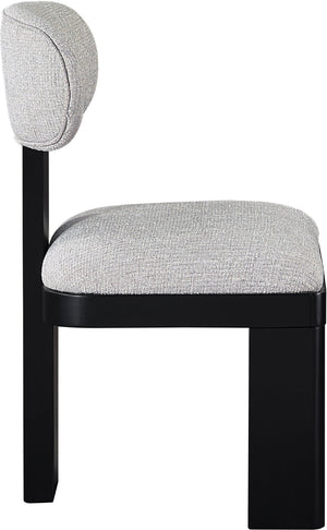 Meridian Furniture Timbra Art Deco Upholstered Dining Chair Linen Weave Fabric Solid Wood Frame Elegant Rooms Grey B 11082Grey-C