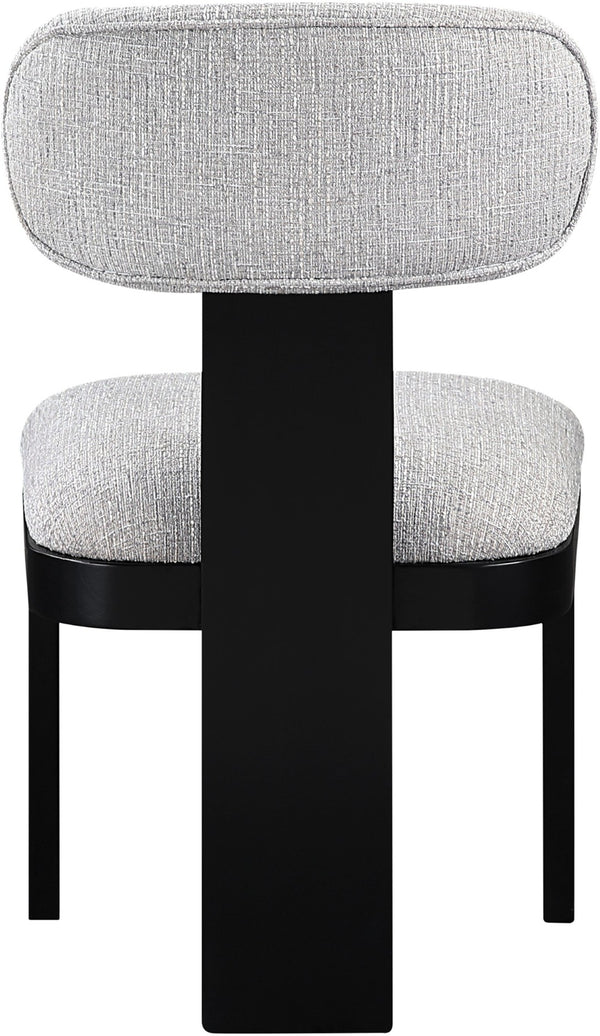 Meridian Furniture Timbra Art Deco Upholstered Dining Chair Linen Weave Fabric Solid Wood Frame Elegant Rooms Grey B 11082Grey-C