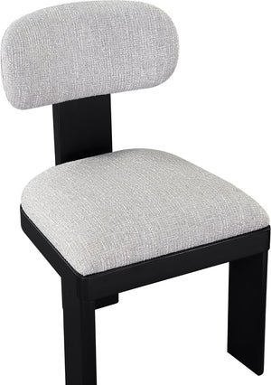 Meridian Furniture Timbra Art Deco Upholstered Dining Chair Linen Weave Fabric Solid Wood Frame Elegant Rooms Grey B 11082Grey-C