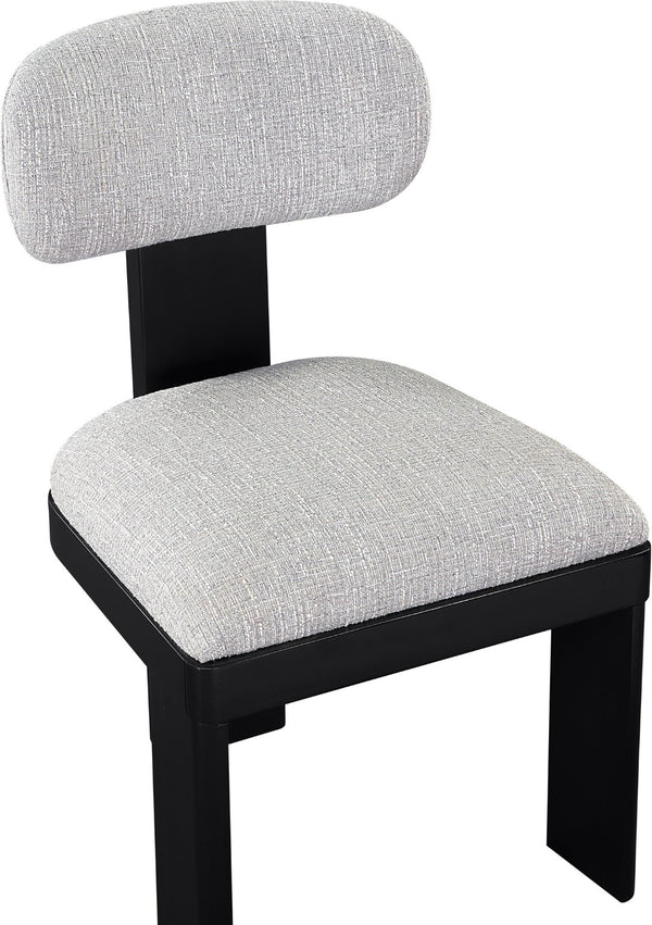 Meridian Furniture Timbra Art Deco Upholstered Dining Chair Linen Weave Fabric Solid Wood Frame Elegant Rooms Grey B 11082Grey-C