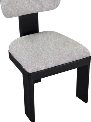 Meridian Furniture Timbra Art Deco Upholstered Dining Chair Linen Weave Fabric Solid Wood Frame Elegant Rooms Grey B 11082Grey-C