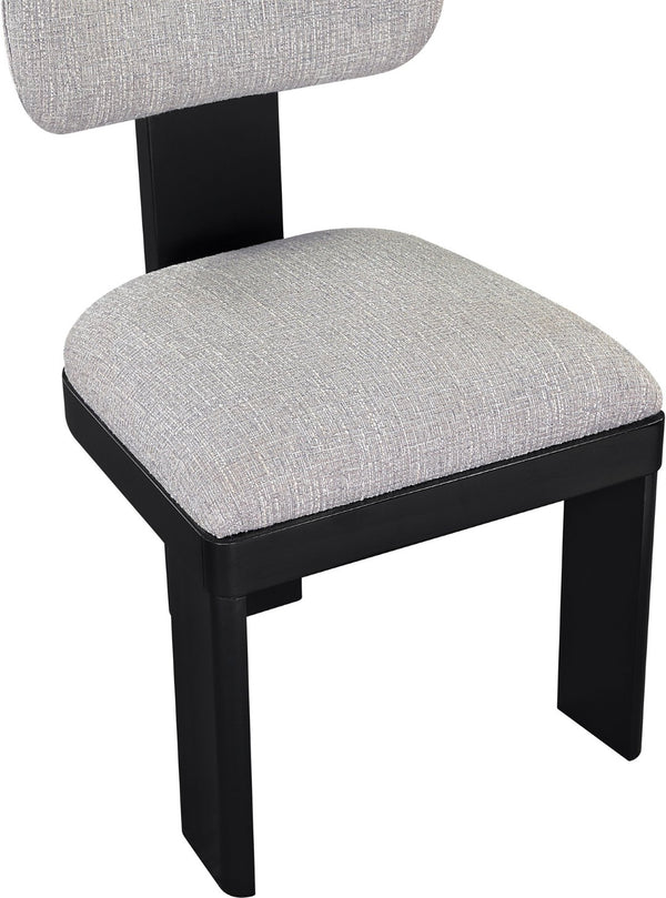 Meridian Furniture Timbra Art Deco Upholstered Dining Chair Linen Weave Fabric Solid Wood Frame Elegant Rooms Grey B 11082Grey-C