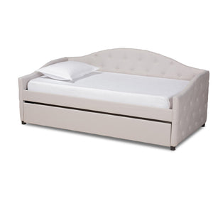 Baxton Studio Baxton Studio Becker Elegant Upholstered Daybed with Trundle - Chic Beige Fabric & Modern Design Twin Becker-Beige-Daybed-T/T