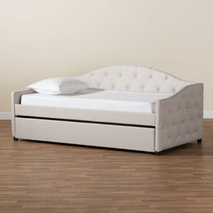 Baxton Studio Baxton Studio Becker Elegant Upholstered Daybed with Trundle - Chic Beige Fabric & Modern Design Twin Becker-Beige-Daybed-T/T