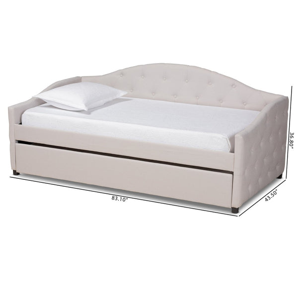 Baxton Studio Baxton Studio Becker Elegant Upholstered Daybed with Trundle - Chic Beige Fabric & Modern Design Twin Becker-Beige-Daybed-T/T